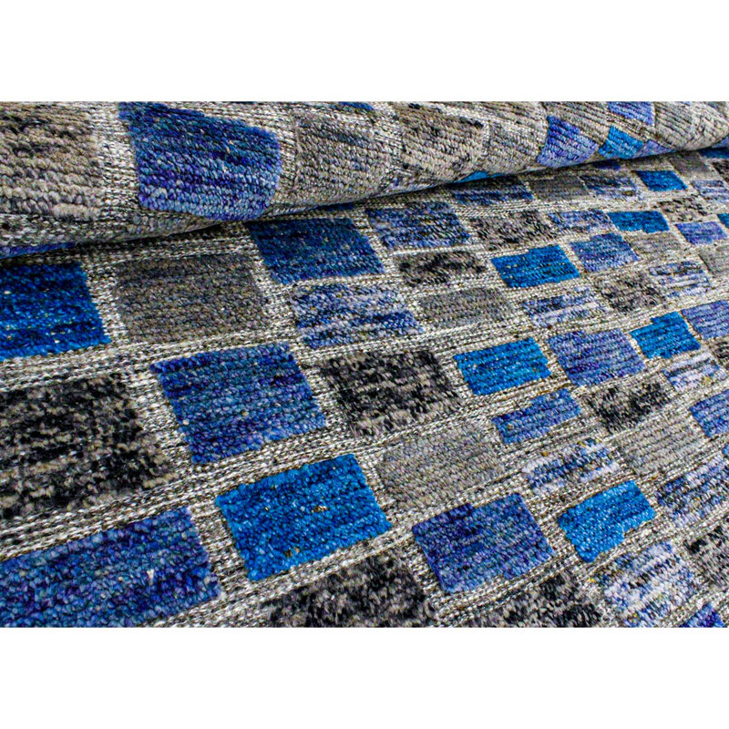 Hand Woven Wool Geometric Area Rug, Rectangle 8' x 10'