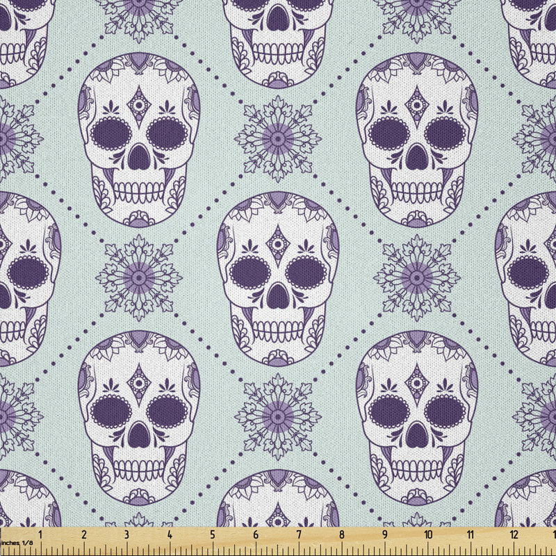 Dadabo Flower with Skulls Fabric