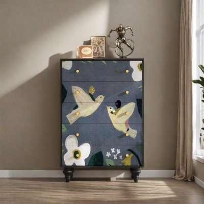 Walnut Wood Storage Cabinet with Drawers