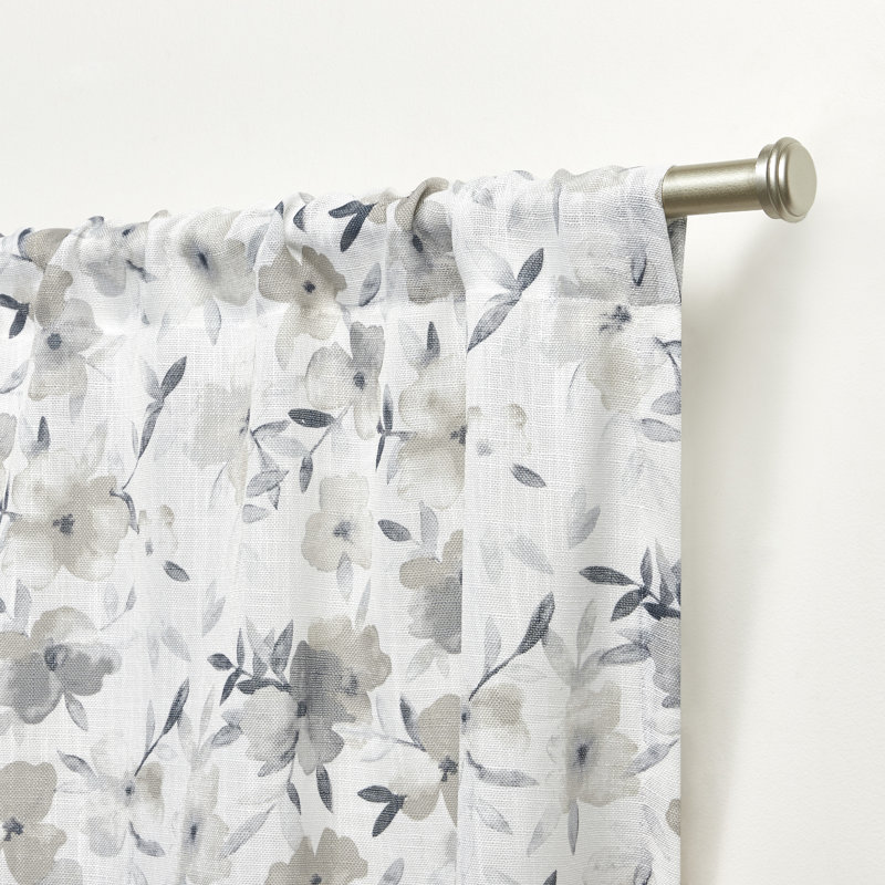 Nicole Miller New York Hattie Light Filtering, Semi Sheer Rod Pocket Curtain Panels, Gray, 54" W x 108" L