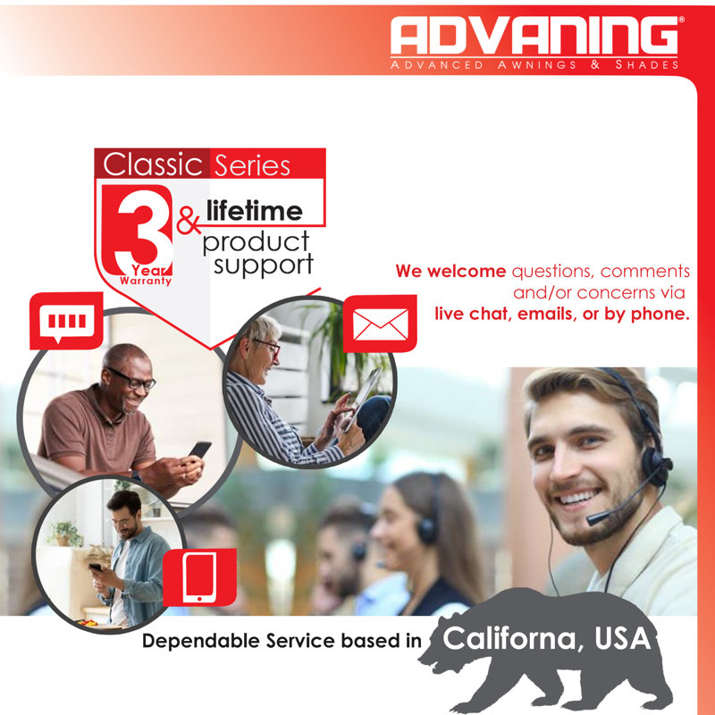 Advaning Classic Series 13'x10' Motorized Remote Controlled Retractable Awning, 9.8" H x 156" W x 120" D