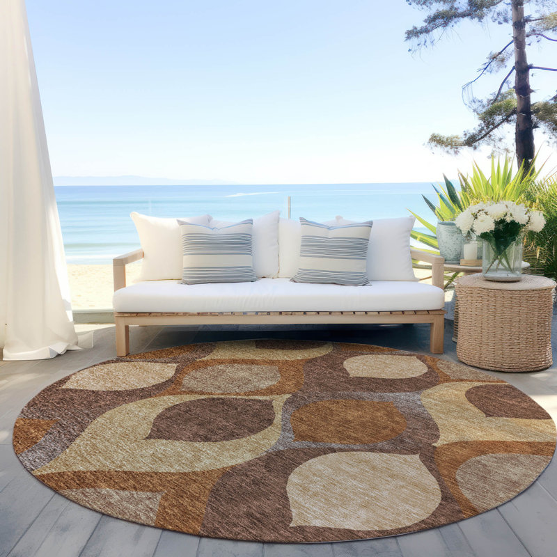 Tapis d'entrée / extérieur antidérapant Caziyah, Rond 8 pi