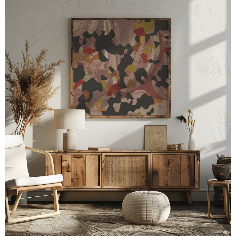 Fragmented Earthy Abstract by Josie George — Abstract Wall Art, 12 × 12, Framed Canvas, Gold