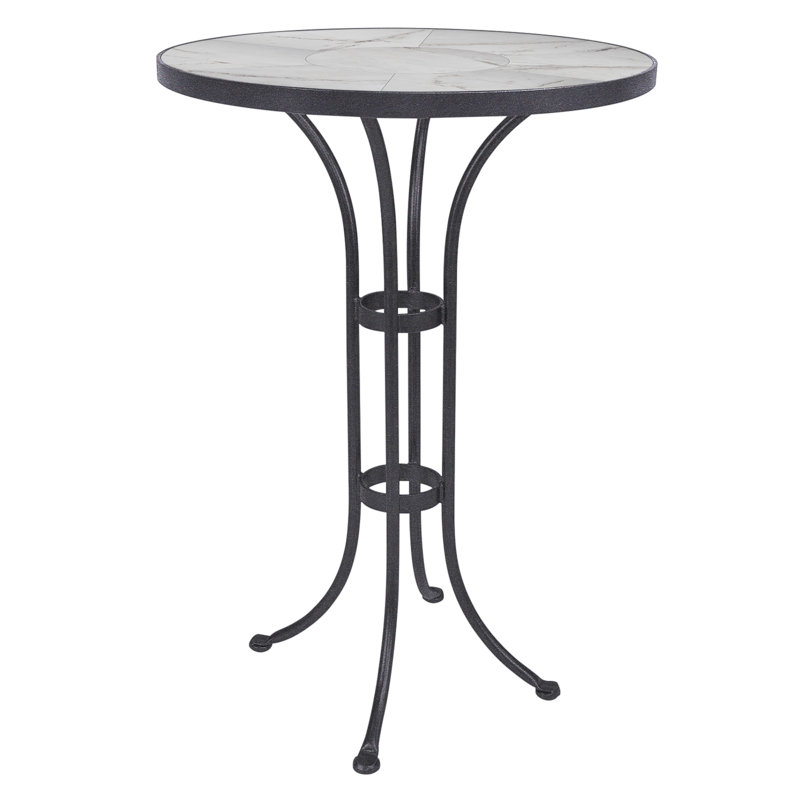Outdoor Round Counter Table, Pallazo White, Graphite, 42.5" H x 42" W x 42" D 
