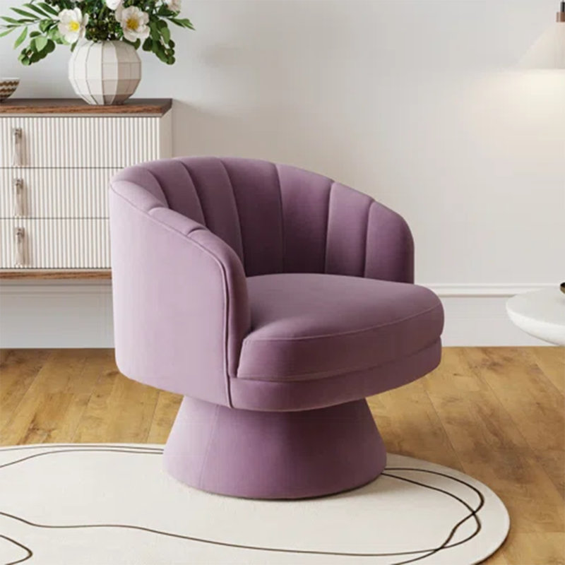 Fauteuil demi-tonneau pivotant en velours Murrow, Mauve
