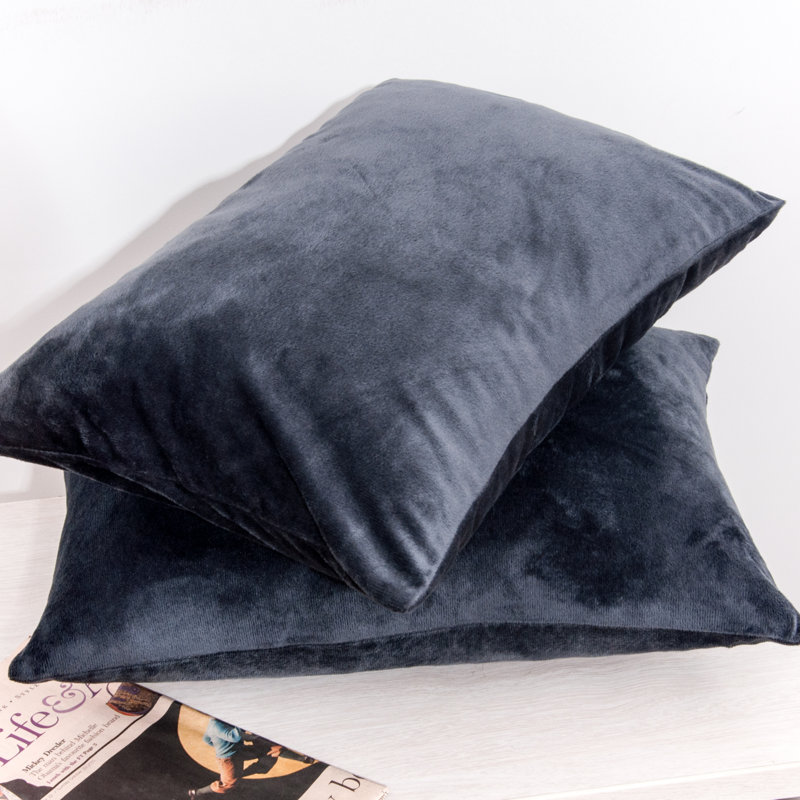Housse de coussin rectangulaire en velours, Gris charbon