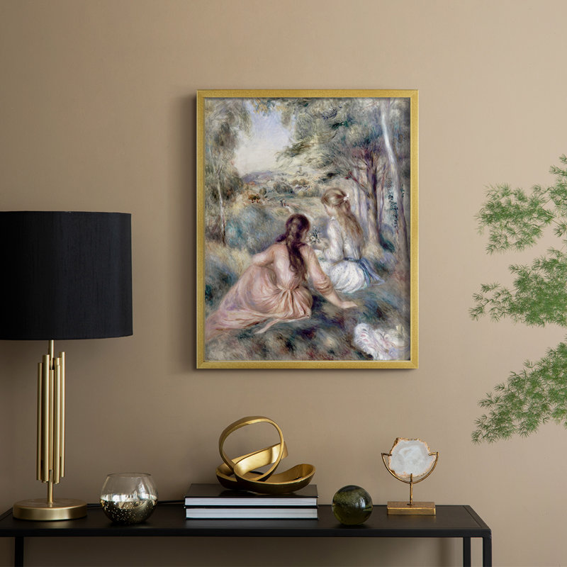 «In The Meadow», reproduction encadrée - bois massif, H 11 po x l 9 po, Doré