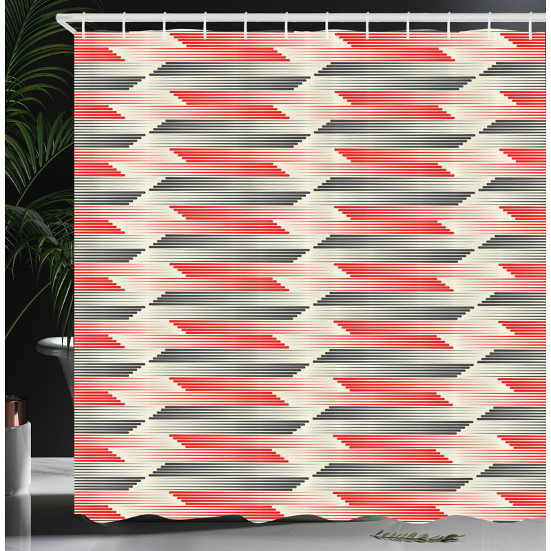 Dakota Fields Modern Shower Curtain Geometric Grid Lines, 70''H x 69''W