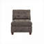 Mobilier de salon contemporain - Chaise sans accoudoirs brun foncé avec housse respirante et pieds en bois d'aspect cuir