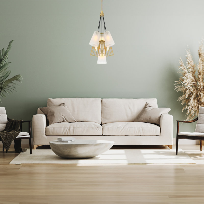 Jarmell - Light Steel Dimmable Tiered Chandelier, 37.5" H x 18" W x 18" D, 7