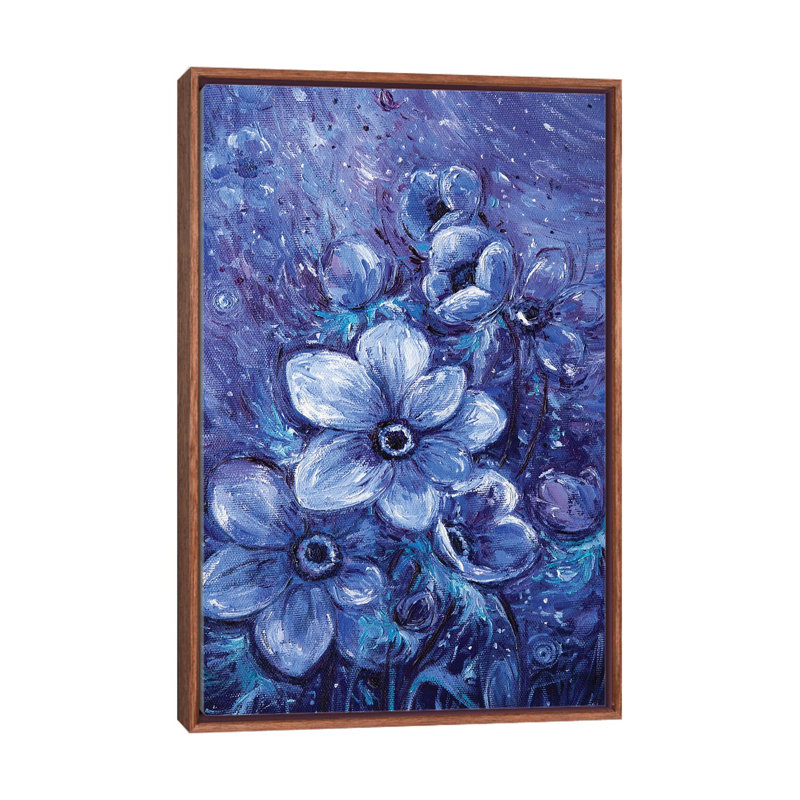 Cosmic Flowers by Betsy McDaniel - Painting on Canvas, 101.6 cm H x 66.04 cm W, Brown Framed
