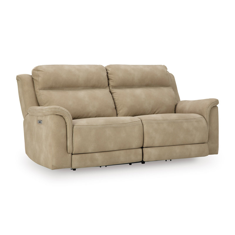 Gordils 80'' Faux Leather Power Reclining Sofa, Sand Beige