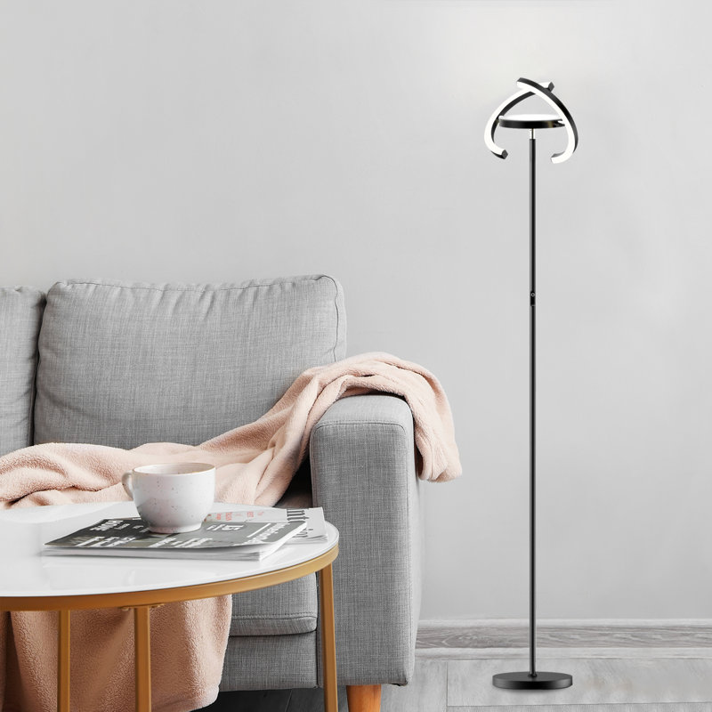 Lampe torchère sur pied à DEL 68,5 po Florika, Noir, noir, noir, noir