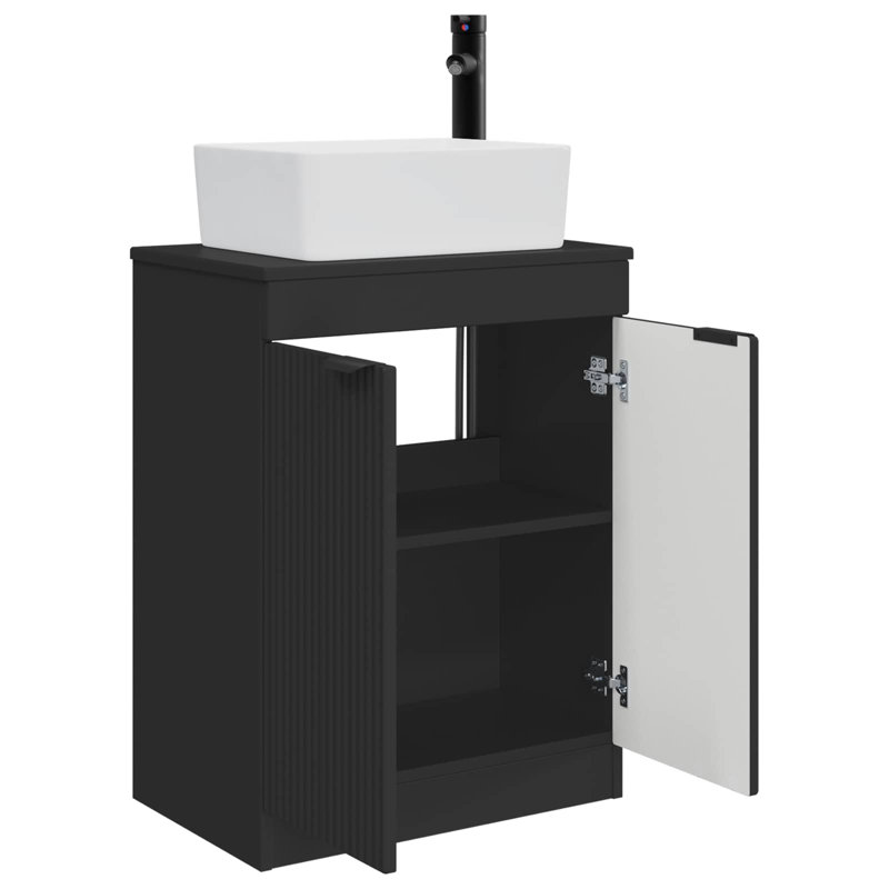 Single Bathroom Vanity with Ceramic Basin, Black