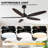 60" Black Modern Ceiling Fan with Light and Remote, 3-Color Temperature, 6-Speed Quiet DC Motor Ceiling Fan for Living Room, Bedroom