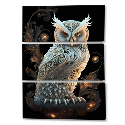 " Luminous White Owl III " 3 - Pieces