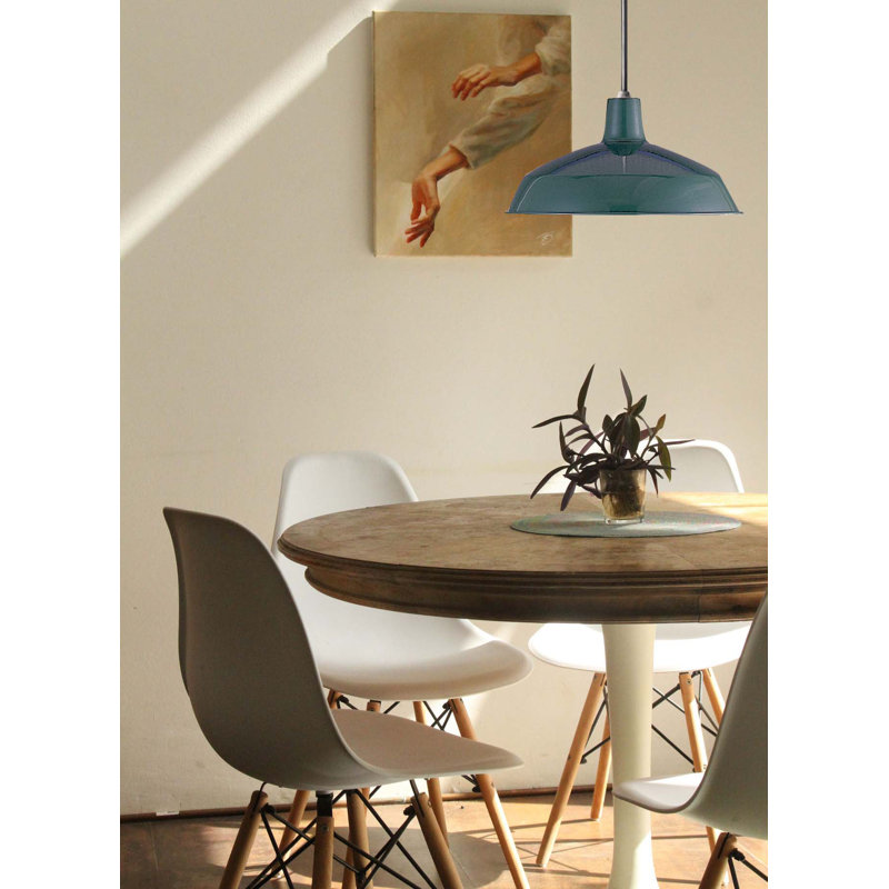 Dark Green Satin Metal Dome Pendant Light