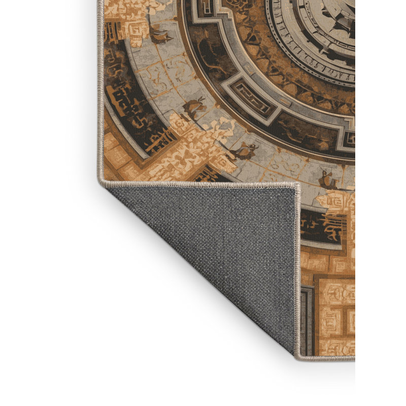 Soft Plush Rodolfo Borobudur Temple Indonesia Classic Oriental Area Rug in Brown – Beige Binding, 6x9