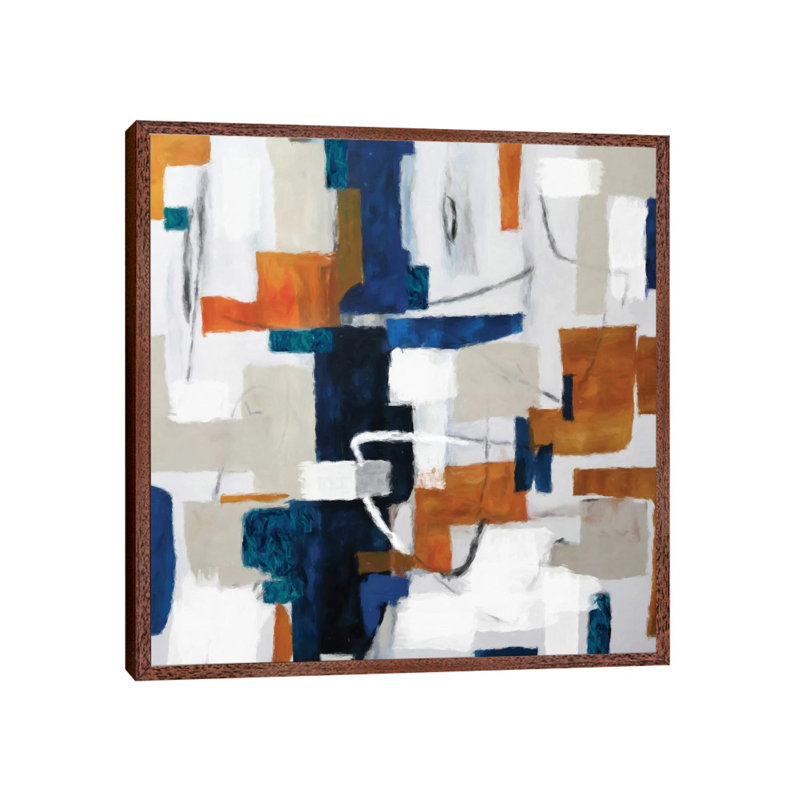Alegra VII by Radiana Christova - Painting on Canvas, Classic Brown Wood Framed, 45.72 cm H x 45.72 cm W