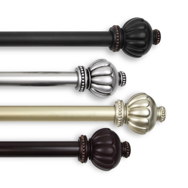 Riordan 1'' Single Curtain Rod, Black, 120" - 170" W
