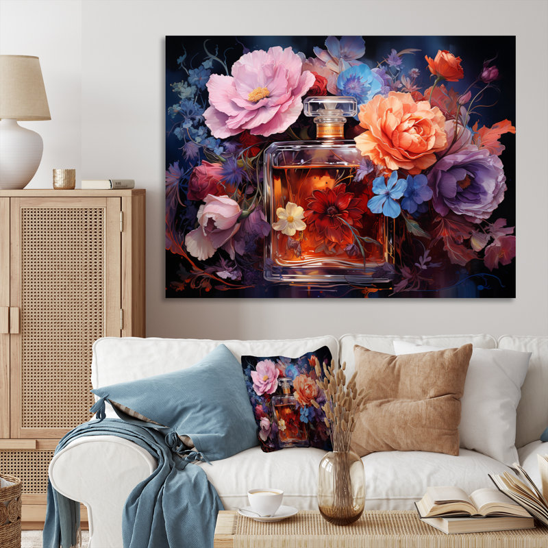 Floral Parfum Vibrant Elegance I, H 24 po x l 32 po x P 1 po, Toile tendue