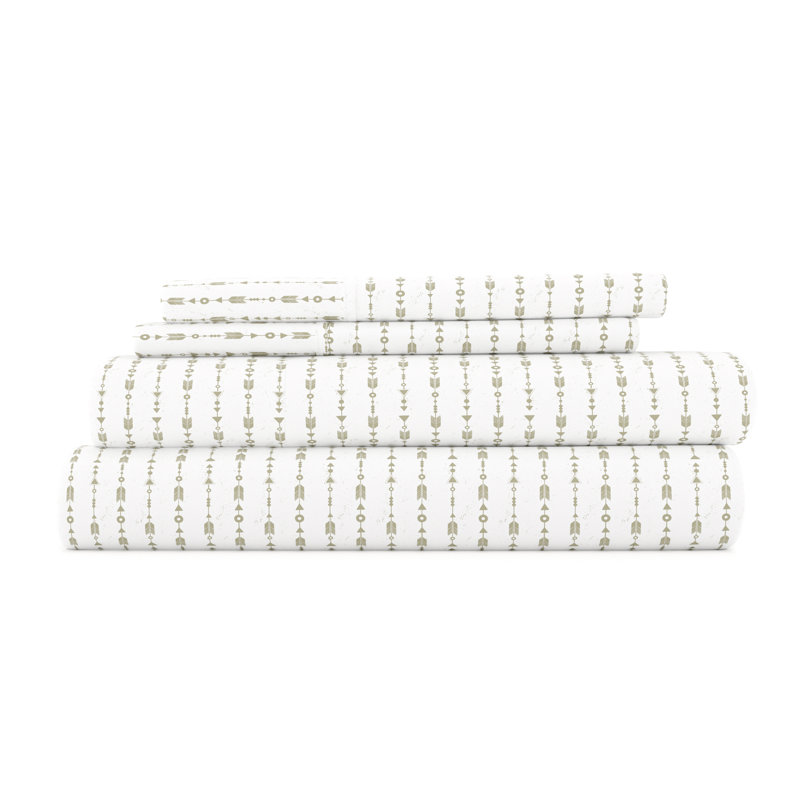 Sage Beaded Arrows Print Microfiber Full Sheet Set