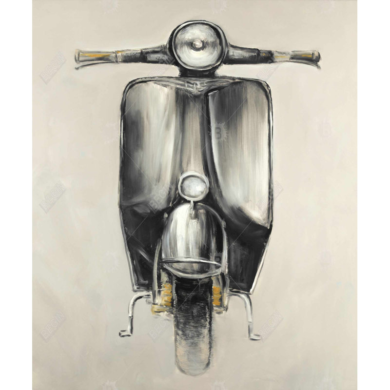 Small Black Moped Duvet Cover - Bedroom Transportation Decor