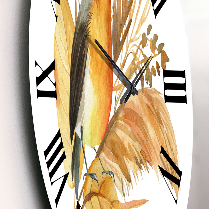 Robin des bois et fleurs d'automne - Horloge murale traditionnelle, Moyen