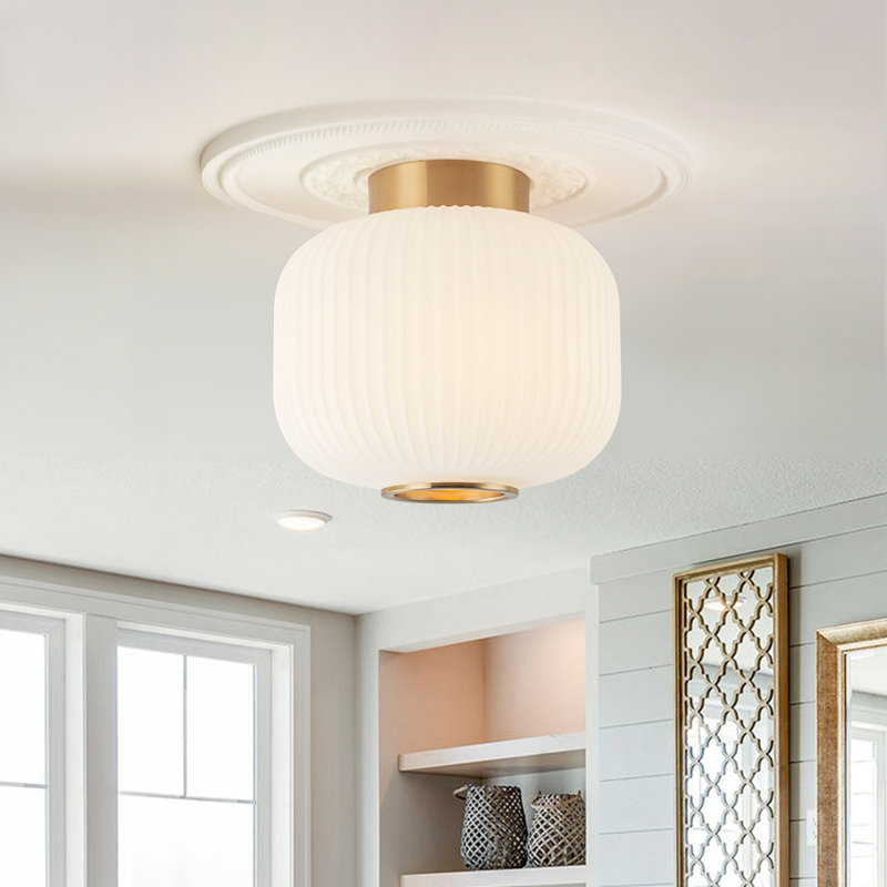 Glass Flush Mount, Gold
