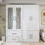 Armoire-penderie 4 portes avec tiroirs, blanc