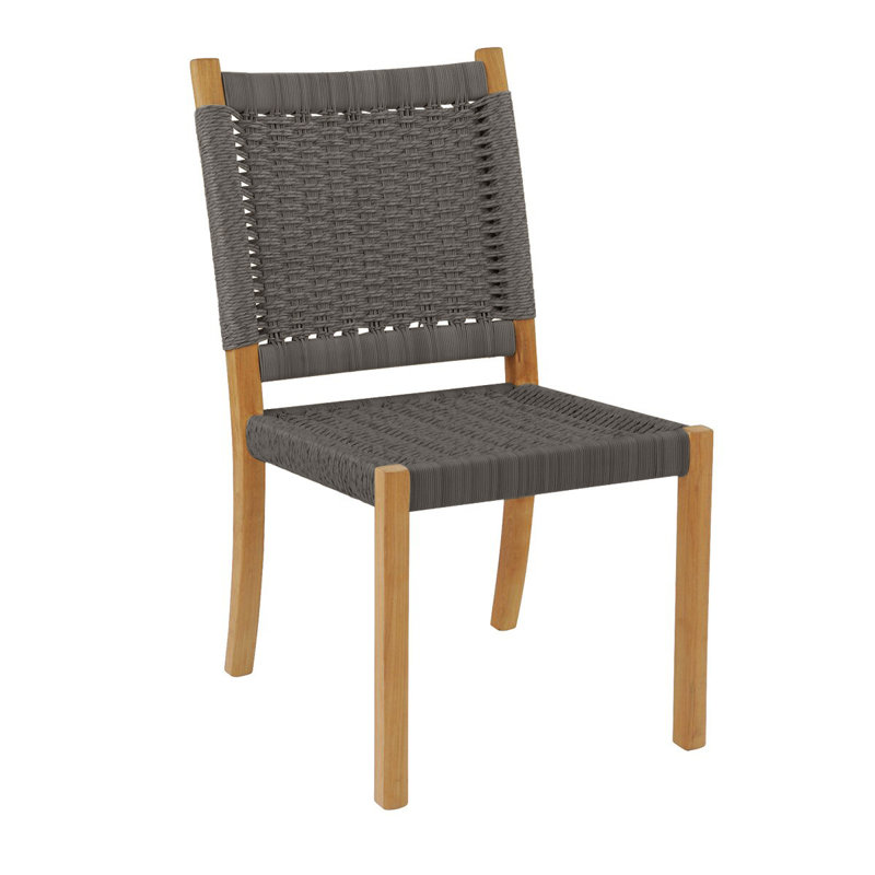 Hudson Teak Patio Dining Side Chair, Hudson Charcoal Lace