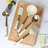 Martha Stewart Lockton 2 Piece Stainless Steel Skimmer and Ladle Kitchen Tool Set in Linen w/ Gold