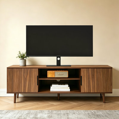 Spacieux meubles de meuble télé en MDF de 54 po, maison moderne en noyer