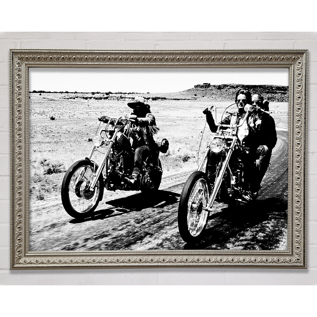 Easy Rider Motorbike Drive B N W - Einzelner Bilderrahmen Druck