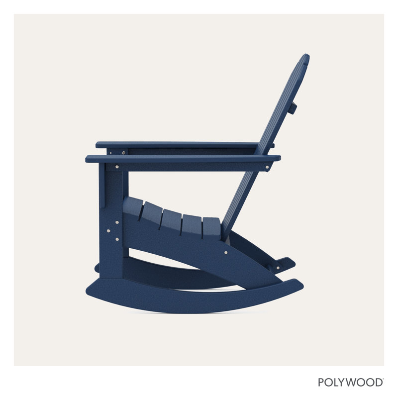 POLYWOOD Nautical Adirondack Rocking Chair, Navy