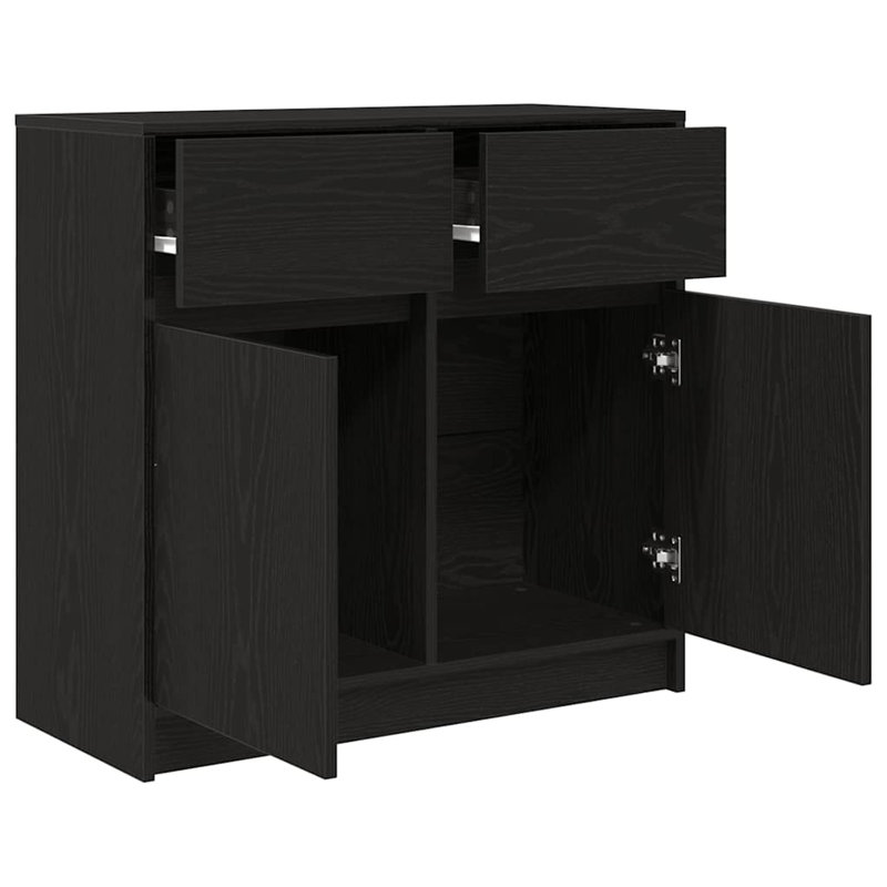 Sideboard With Drawer 80X34x76 Cm Engineered Wood, Black Oak