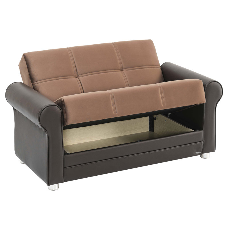 Brun avec rangement -, hauteur de 35,8 po, largeur de 40 colis, rangement convertible en lit, poids de 36,21 130 lb,