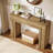41.3'' Farmhouse Console Table, Rectangular Entryway Table with Double Base, Light Brown