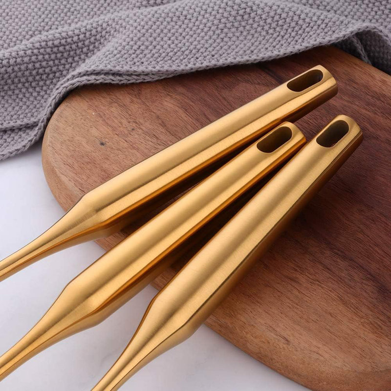 Ensemble d'ustensiles de cuisine professionnel en acier inoxydable de 7 pièces avec une large spatule, une cuillère fendue, une louche, un fouet et plus - Outils 18/8 (304) durables pour la cuisson, le service et la cuisson