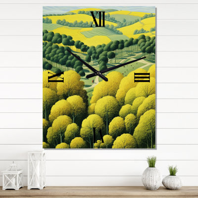 Green Vision Valley Majestic Mountain Forest VI - Meadow Very Wall Clocks