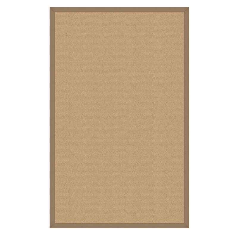 Nannette Handmade Medium Beige Berber with Beige Cotton Border Made in the USA Area Rug, Rectangle 4' x 6'
