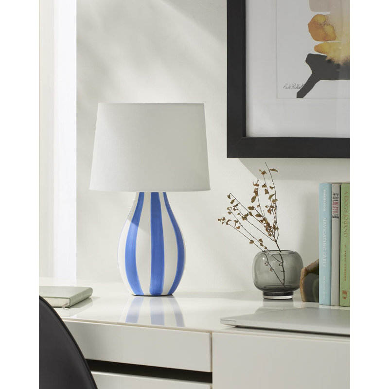 Owes Table Lamp, Blue/White