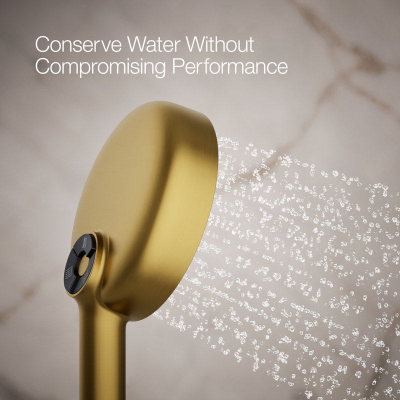 Statement 1.75 GPM Round Multifunction Handshower With Katalyst Air-Induction Technology, Vibrant Brushed Moderne Brass