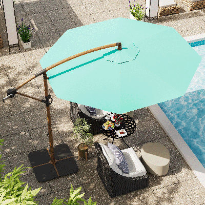 10Ft Faux Wood Cantilever Umbrella(Base Not Included)