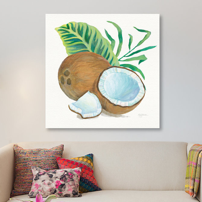 « coco palm ii », reproduction sur toile tendue, H 18 po x l 18 po x P 1,5 po, Pas de tapis, Toile tendue