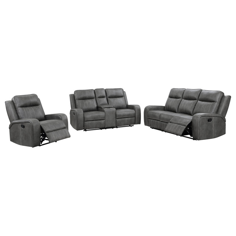 McKinley Grey 3-piece Reclining Sofa Set