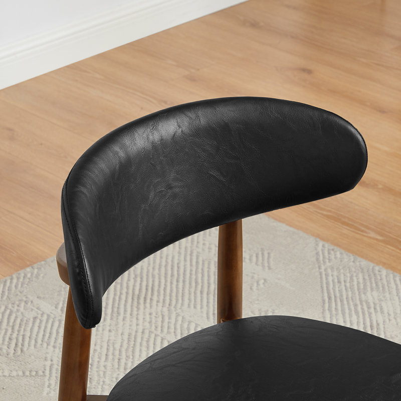 Upholstered Solid Wood Dining Side Chair, Black