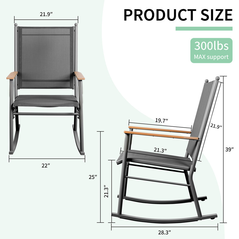 Fauteuil à bascule d'extérieur pour 2 personnes, Noir, noir, noir, noir