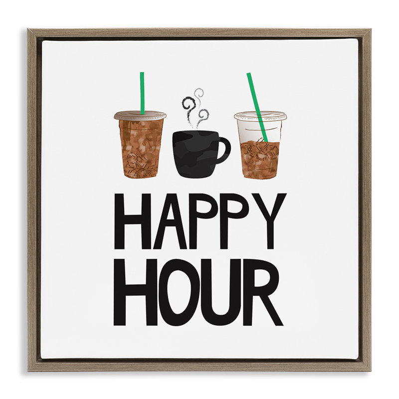 Happy Hour, boissons glacées au café, H 18 po x l 18 po, Cadre flottant orme Montalcino