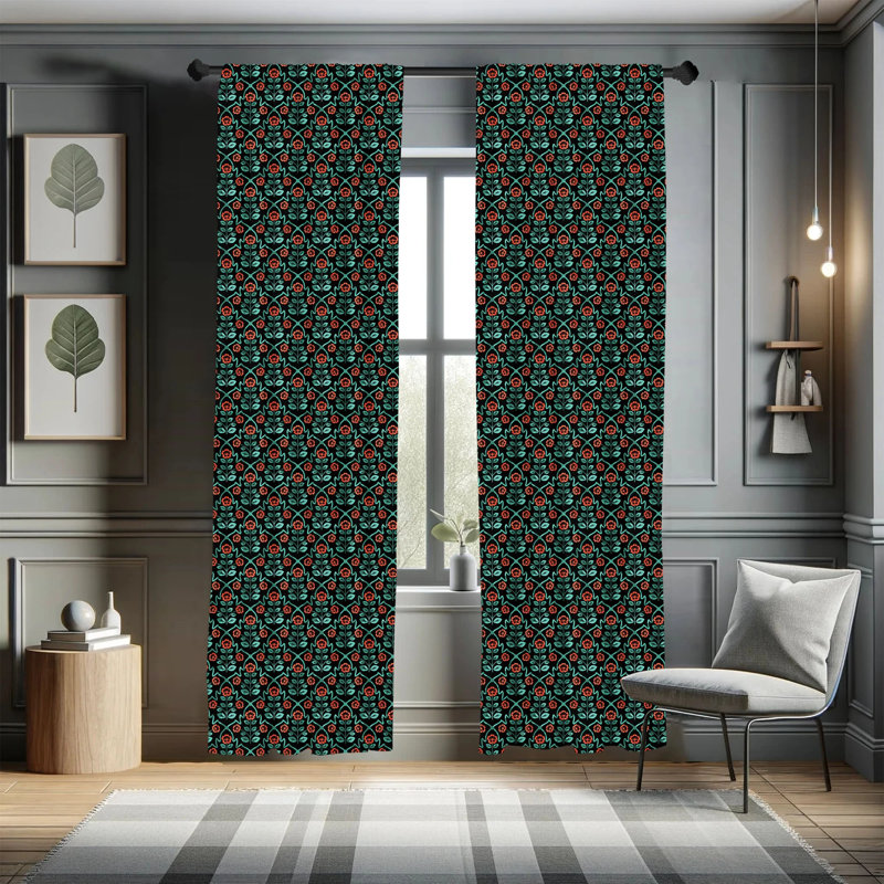 Floral Semi-Sheer Rod Pocket Curtain Panels, 28" x 84"